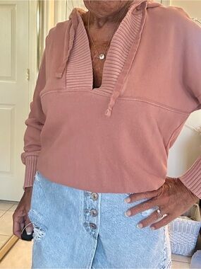 Aerie Offline Dusty Mauve Hooded Pullover Sweatshirt XS EXC.